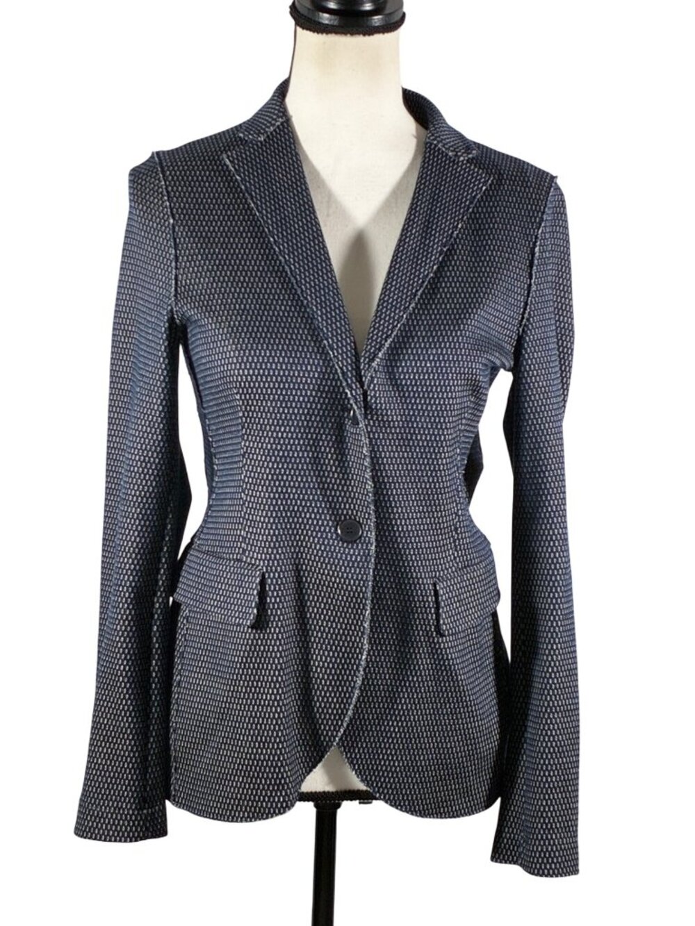 Harris Wharf London Knit Blazer Micro-Pattern Raw Edge Seams Unconstructed S